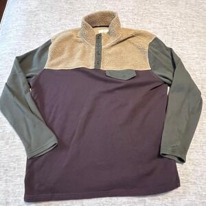 Weatherproof Vintage Men's XXL Sherpa Fleece Pullover 1/4 Snap Brown Green